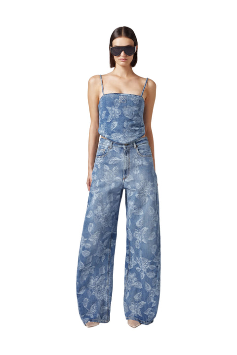 Floral Denim Trousers