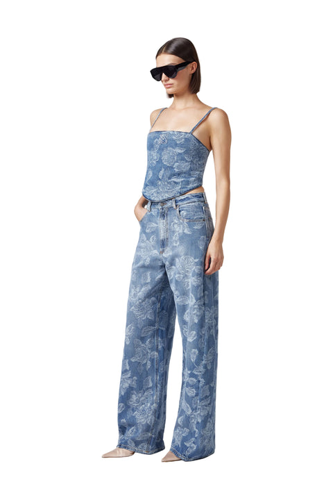 Floral Denim Trousers