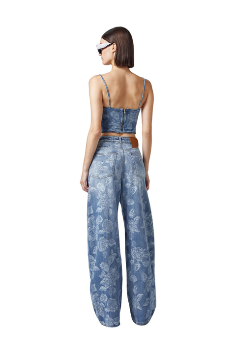 Floral Denim Trousers