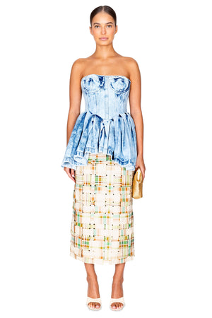Denim Peplum Corset