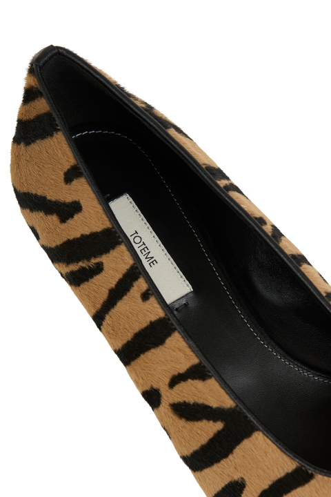 Sharp Pony Hair Kitten Pumps