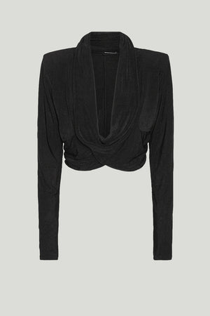 Ghost image of the devi top in black with long sleeves.
