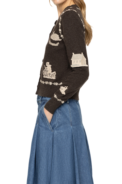 Margeurite Lace Patch Long Sleeve Cardigan