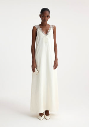 V-Neck Silk Lace Dress