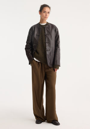 Wide Leg Silk Trousers