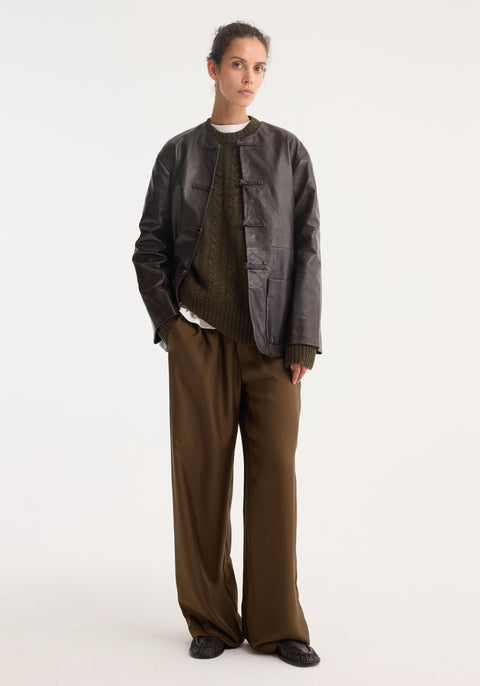 Wide Leg Silk Trousers