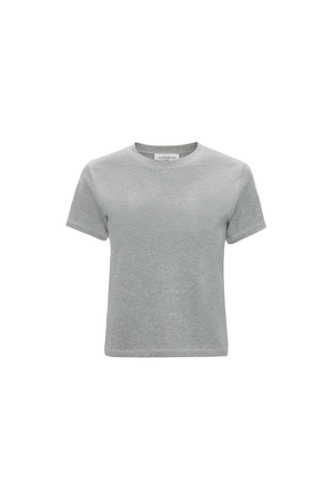 A grey classic t-shirt on a white background