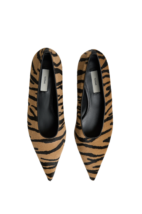 Sharp Pony Hair Kitten Pumps