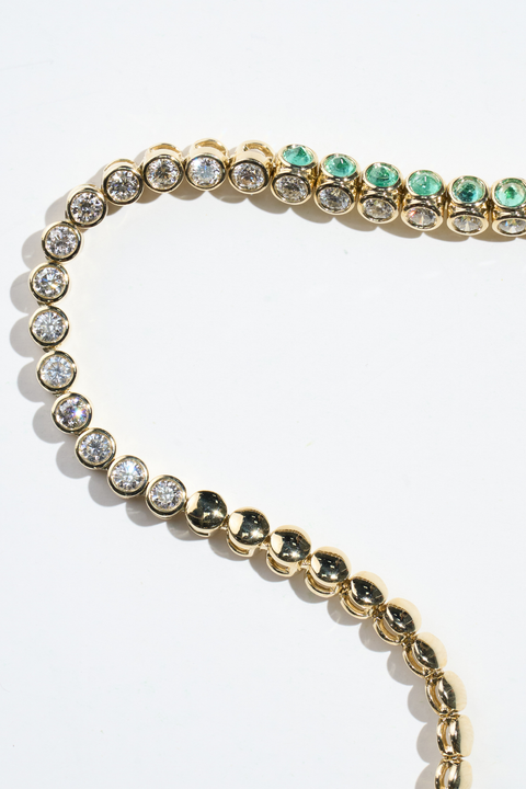 Tubbo Sideway Diamond Emerald Tennis Necklace