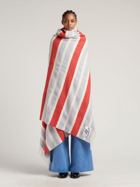 Striped Wool and Alpaca Throw
