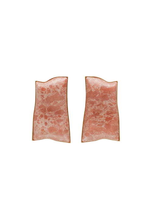 Two pink faux stone earrings.