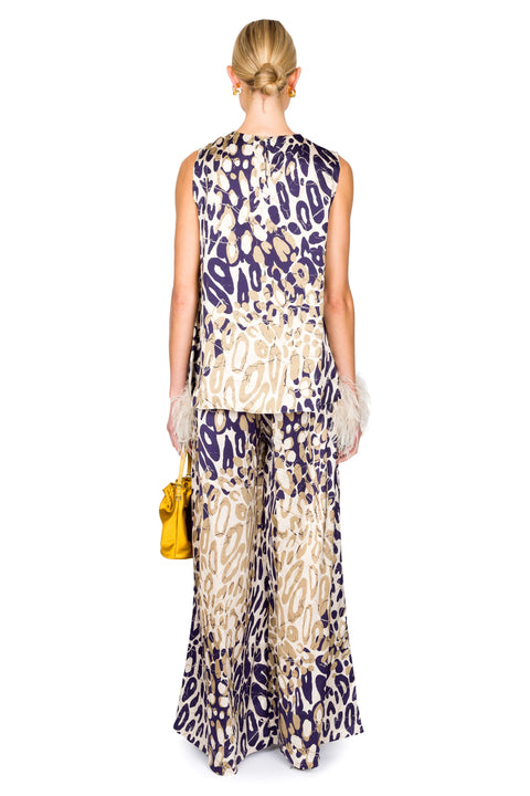 Printed Sleeveless Top With Feathers