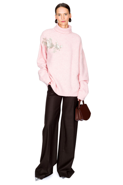 Alpaca Knit Turtleneck Jumper With Embellishment