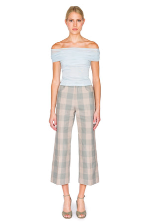 Crossed Tulle Ribbed Top