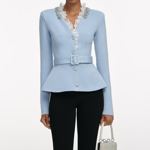 Blue Crystal Trim Cardigan