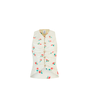 Tulip jacquard button up vest top.