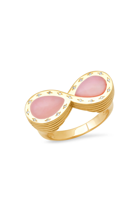 Pink Opal and Diamond Infinity Ring