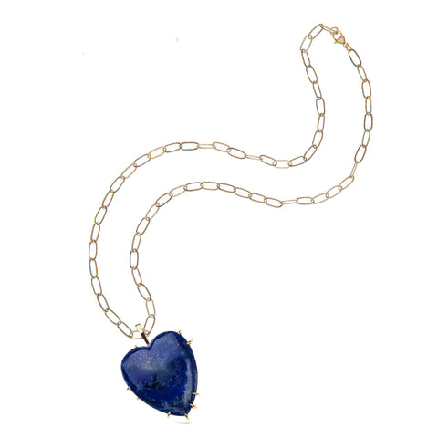 LOVE Carry Your Heart Pendant in Lapis on 18" Drawn Link Chain