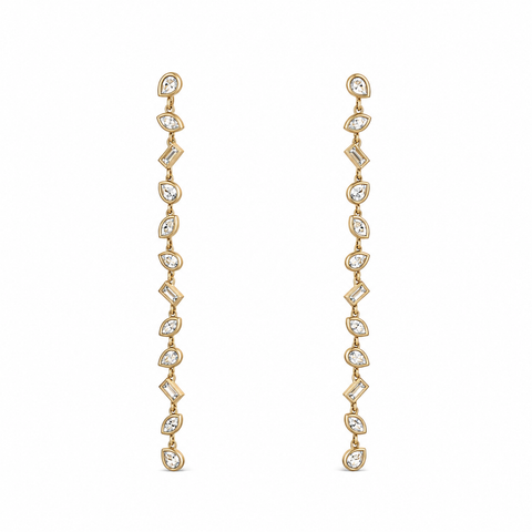 Bezel Set Multi Diamond Shape Earrings