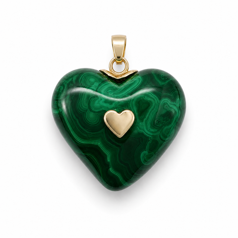 Malachite Studded Heart Pendant