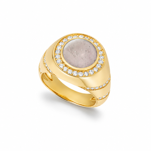 Eclipse Rose Quartz & Diamond Pinky Ring