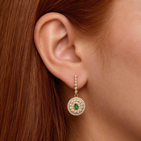 Serenity Emerald Post Dangle Earrings