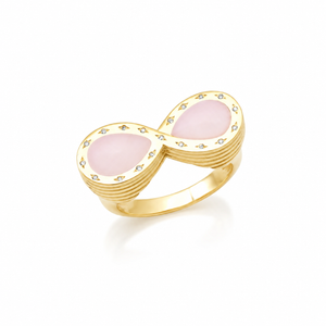 Pink Opal and Diamond Infinity Ring