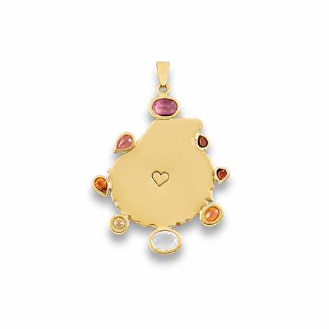 Orange Shell Sunset Halo With Garnet, Citrine, And Tourmaline