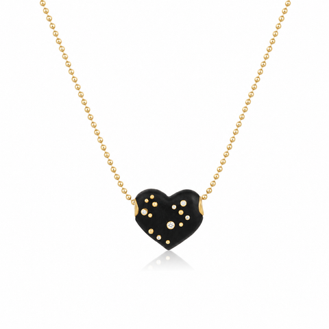 Ebony Studded Heart Bead