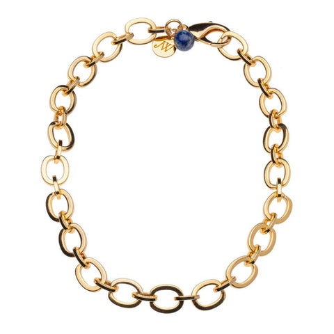 Yellow gold chunky link chain necklace.