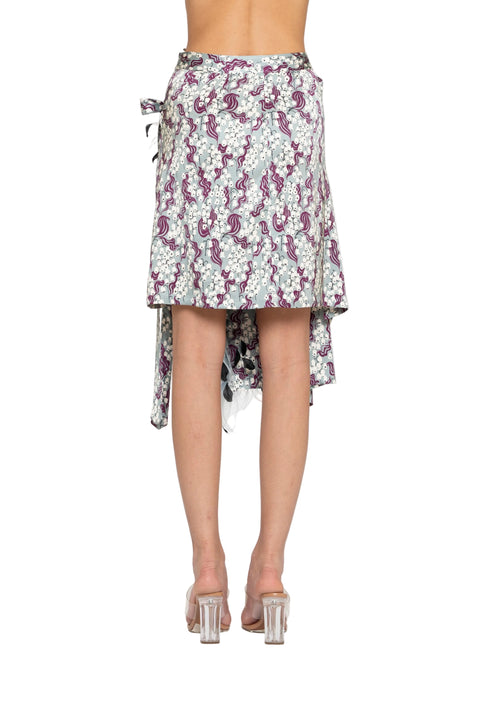 Panel Wrap Skirt with Feathers