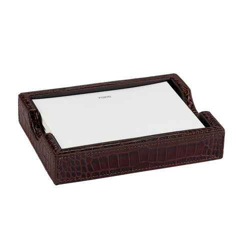 Set of 100 '75205' Cards & Embossed Brown Croc Memo Tray