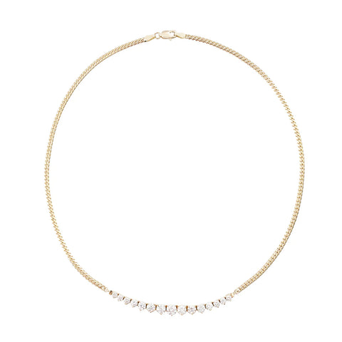 Graduated Diamond Necklace On Cuban Chain in 14k