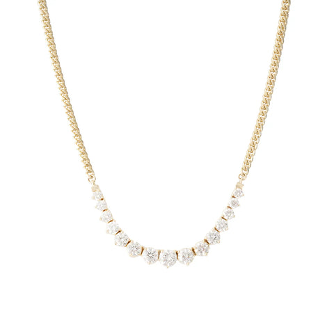Graduated Diamond Necklace On Cuban Chain in 14k