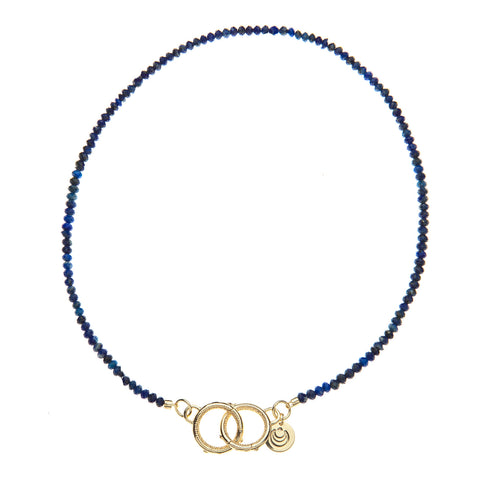 Diamond Cut Lapis Lariat Beaded Necklace
