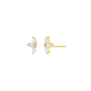 Triple Diamond Mini Pear Stud Earring