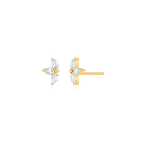 Triple Diamond Mini Pear Stud Earring