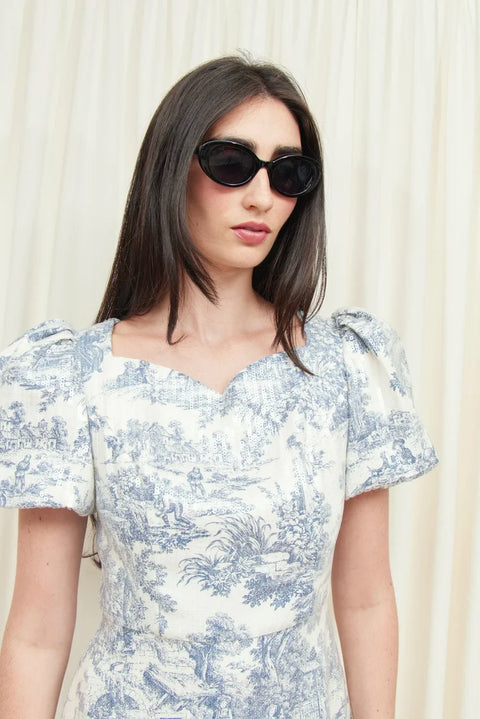 Helene Puff Sleeve Sequin Toile Mini Dress