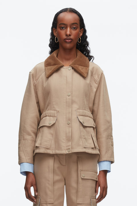 Cropped Flounce Combo Jacket