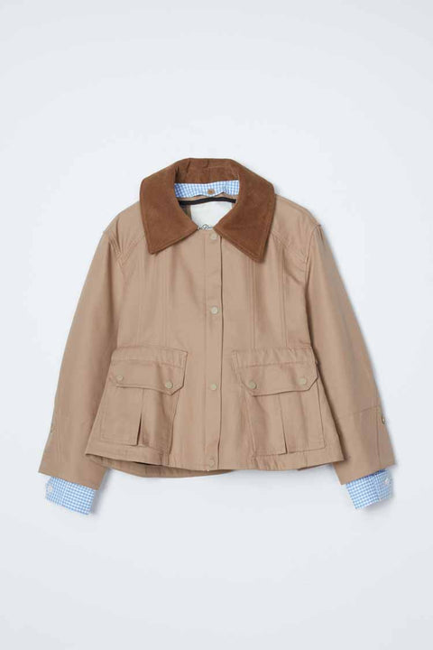 Cropped Flounce Combo Jacket