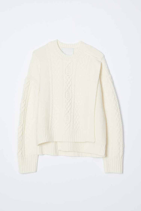 Cable Long Sleeve Double Layer Crewneck Pullover