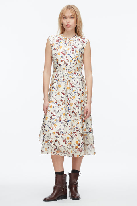 Bliss Floral Sleeveless Dress With Chiffon Hem