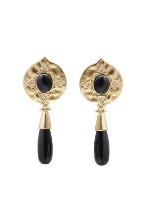 The Hathor Teardrop Earrings Onyx