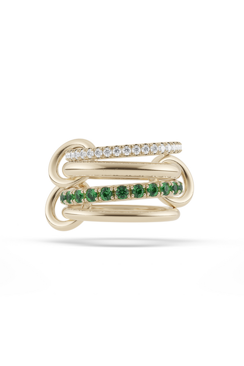 Halley Ring Emerald And Pave With YG Connectors