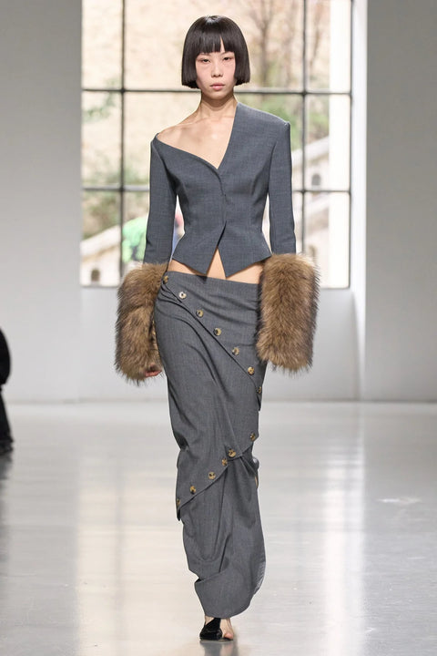 Fitted Jacket with Asymmetric Collar