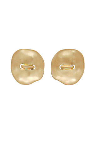 Pair of gold oversized earrings on a white background
