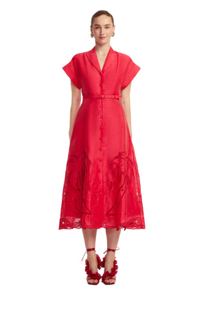 Aubrey Applique Shirt Midi Dress