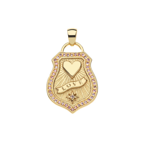 LOVE Shield Pendant Classic Rolo Chain