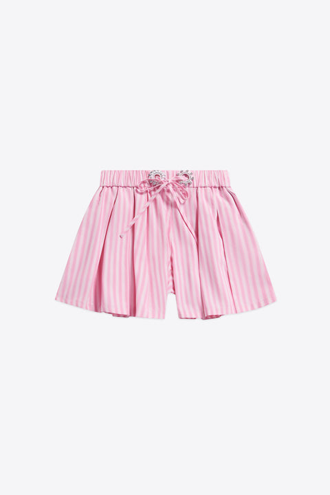 Crystal Grommet Poplin Pleated Short