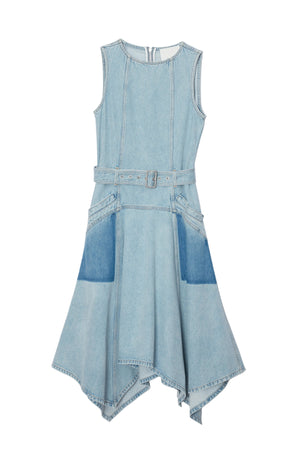 Ghost Patch Sleeveless Midi Denim Dress